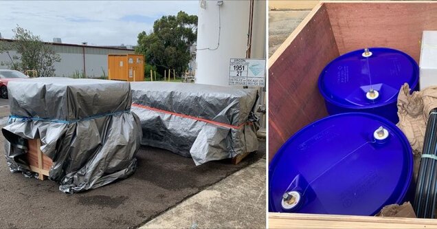 device in large boxes, packed weatherproof 