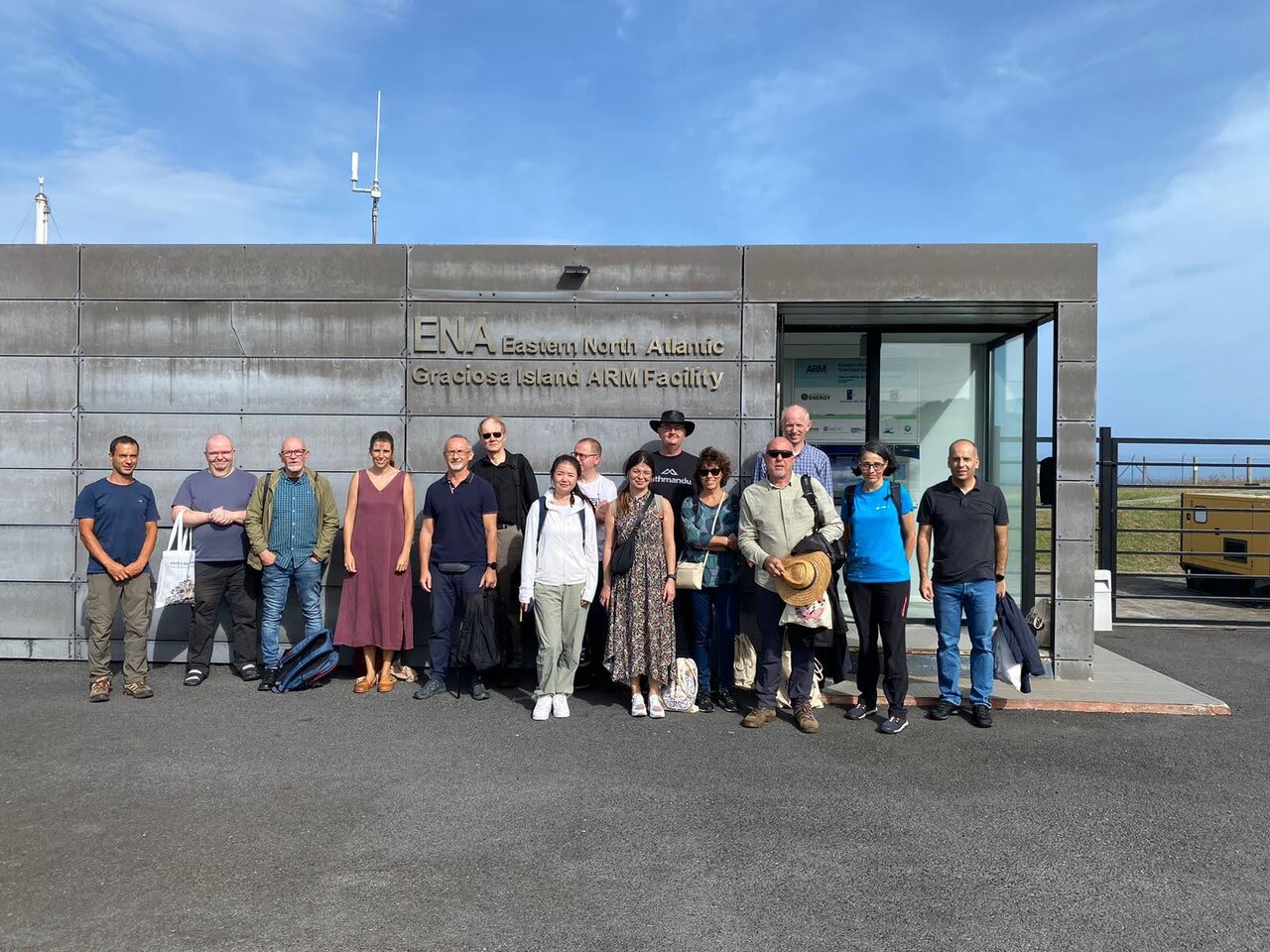 NuClim project participants in front of Eastern North Atlantic Graciosa Island Arm Facility